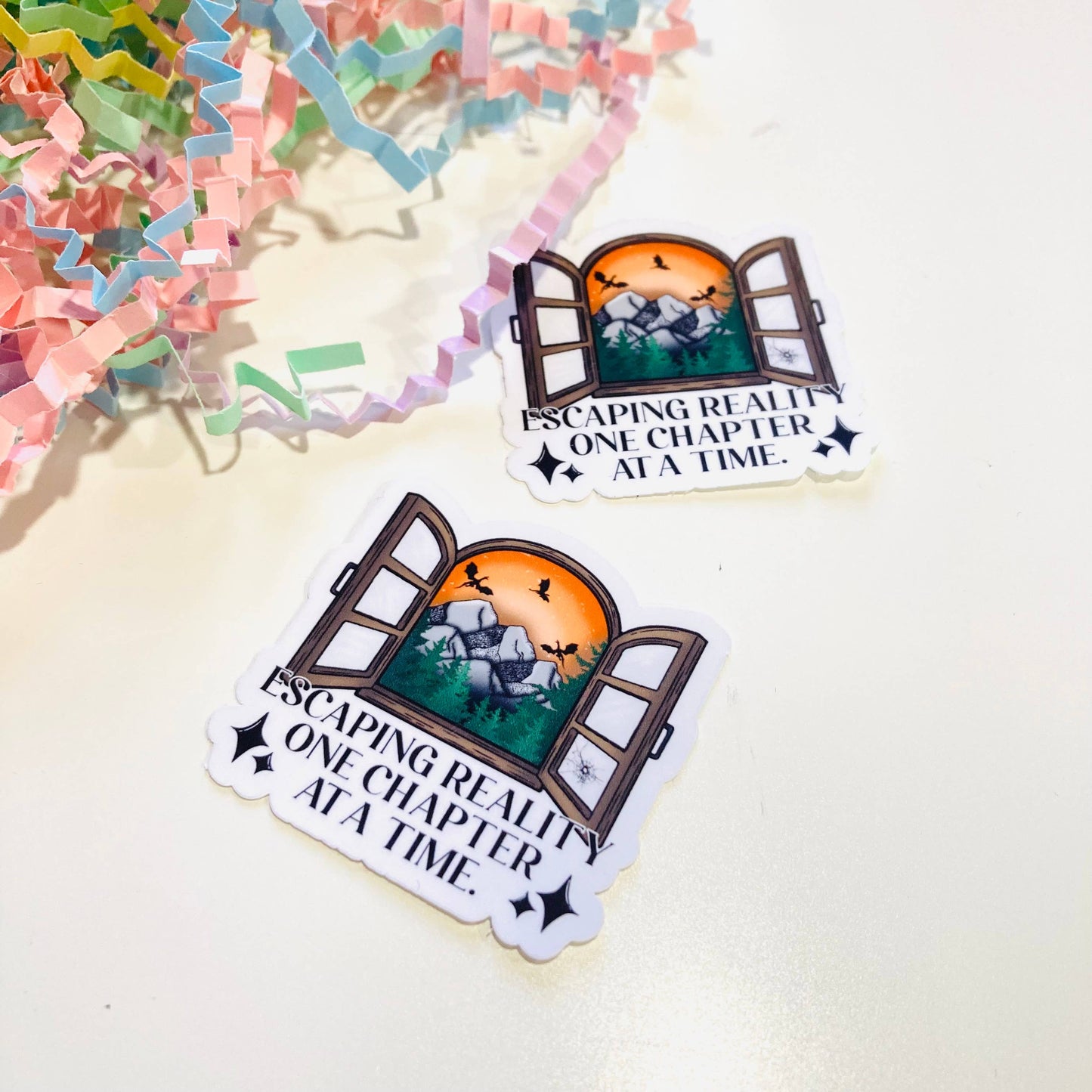 Escaping Reality One Chapter at a Time Vinyl sticker